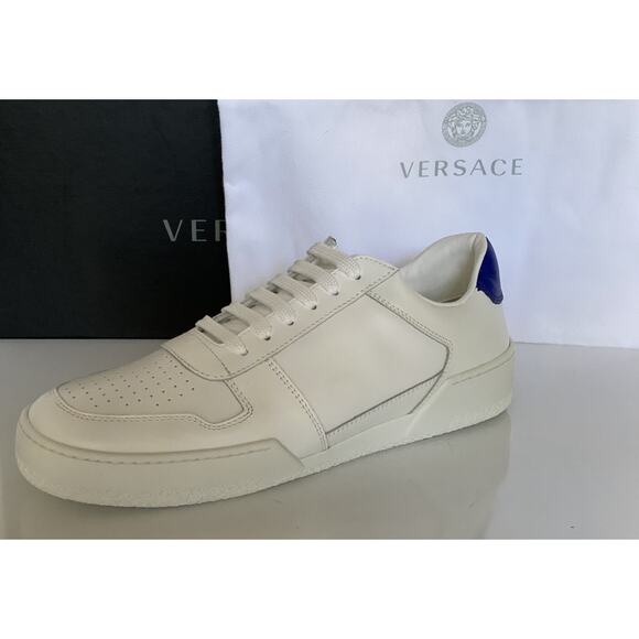 NIB $495 Versace Men\'s White Leather Sneakers 10 US (43 Euro) Italy DSU7843 main image 5
